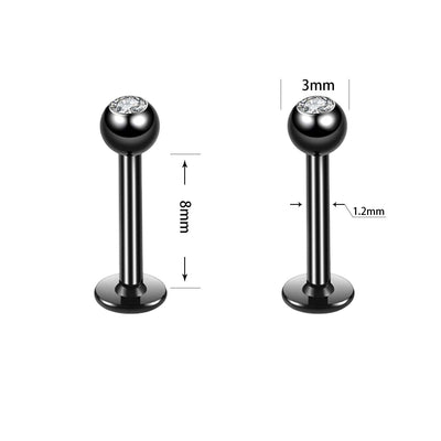 Fashion Punk Stainless Steel Zircon Lip Stud Piercing Jewelry