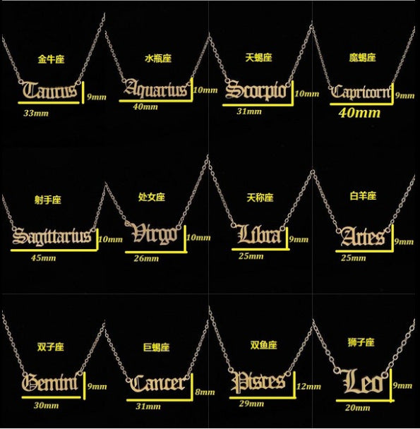 Fashion Zodiac Stainless Steel Pendant Necklace