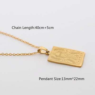 Fashion Zodiac Titanium Steel Pendant Necklace