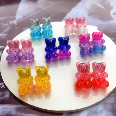 Fashion Contrast Color Gummy Bear Resin Accessories and Stud Earrings