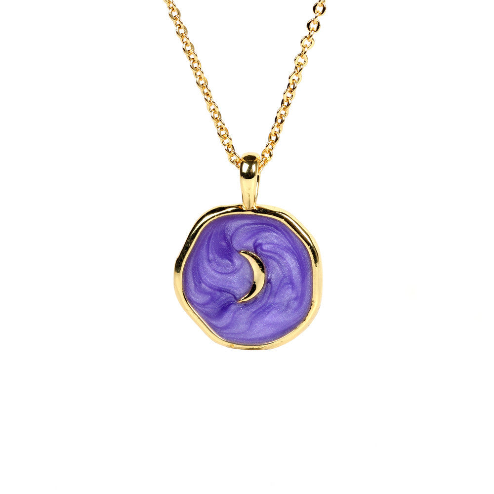 Fashion Copper Plated Gold Star and Moon Heart Pendant Necklace for Women