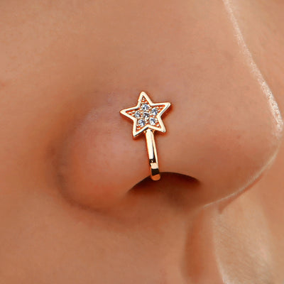 Copper Zircon Star Non-Piercing Nose Cuff Jewelry