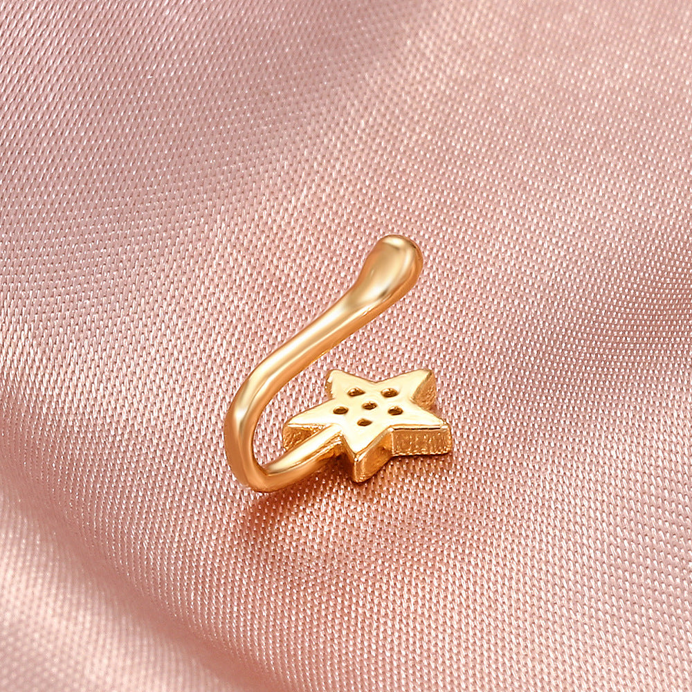 Copper Zircon Star Non-Piercing Nose Cuff Jewelry