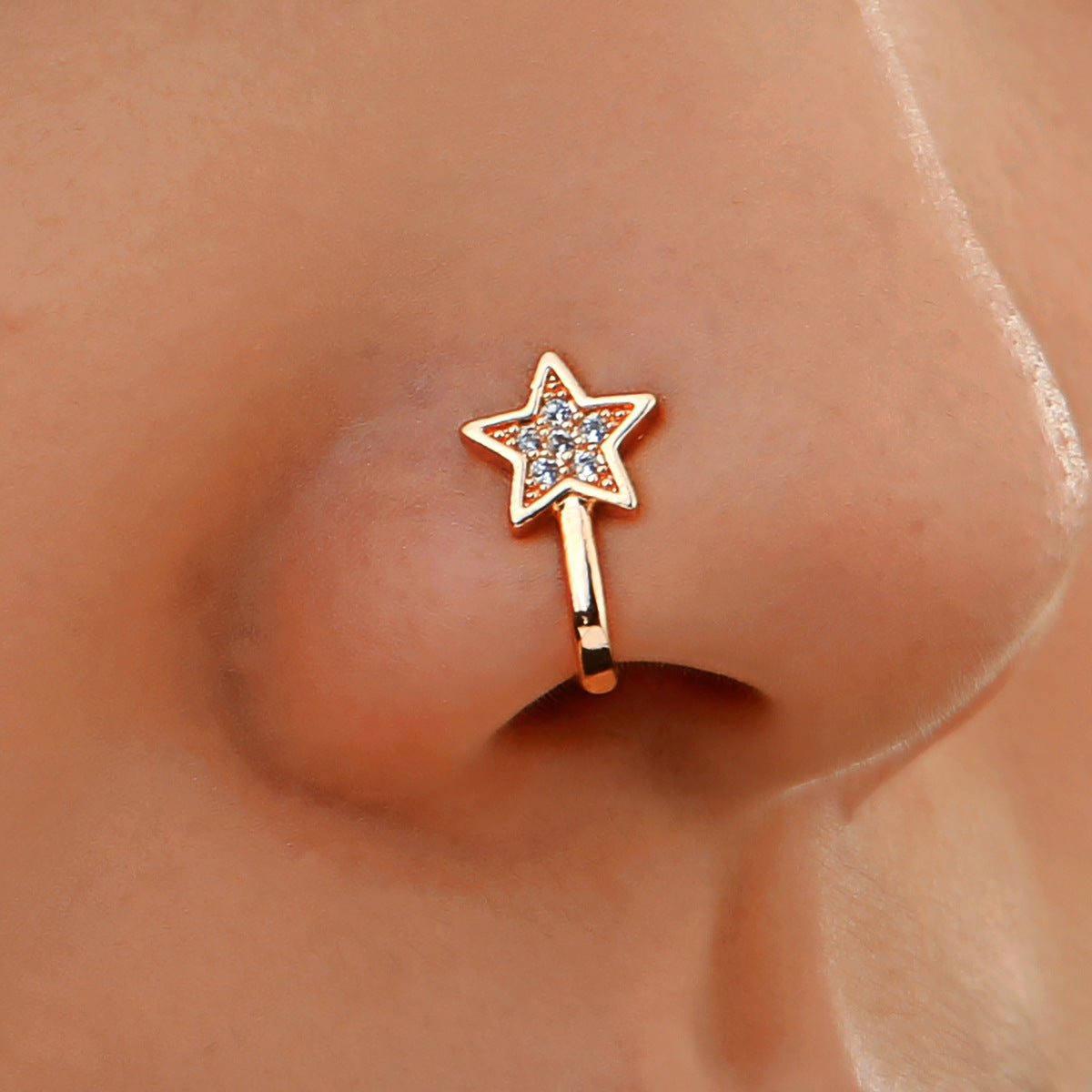 Copper Zircon Star Non-Piercing Nose Cuff Jewelry