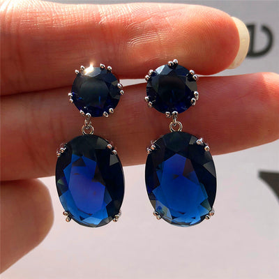 Fashion Copper Zircon Geometric Drop Earrings - Multi-Color Options