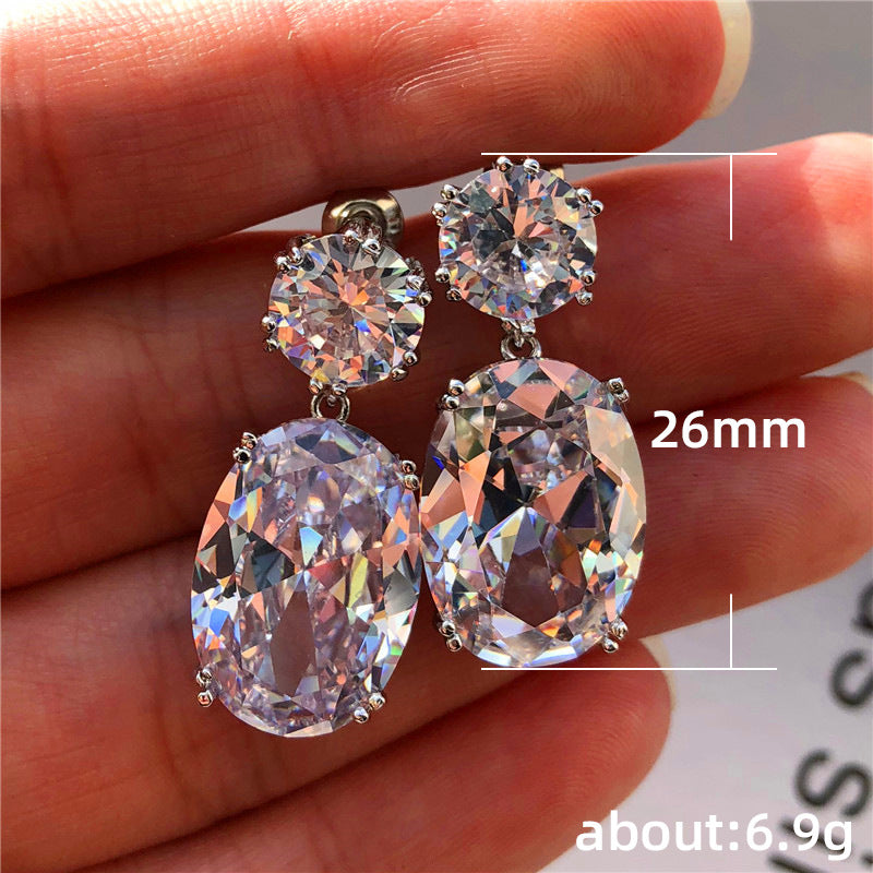 Fashion Copper Zircon Geometric Drop Earrings - Multi-Color Options
