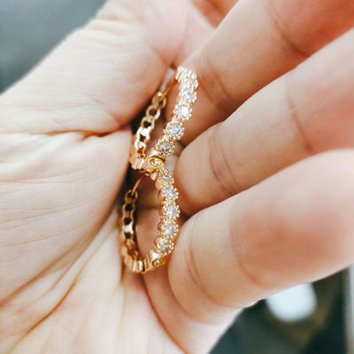 Fashion Copper Zircon Hoop Earrings with Gold Plating