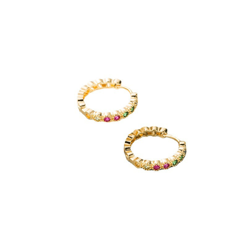 Fashion Copper Zircon Hoop Earrings with Gold Plating