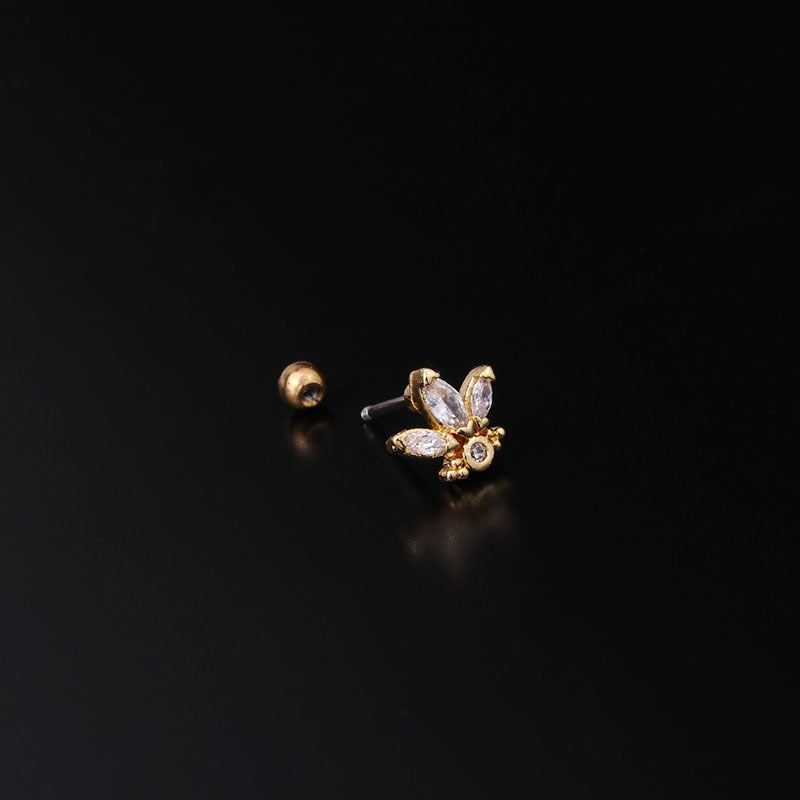 Fashion Zircon Copper and Stainless Steel Ear Studs