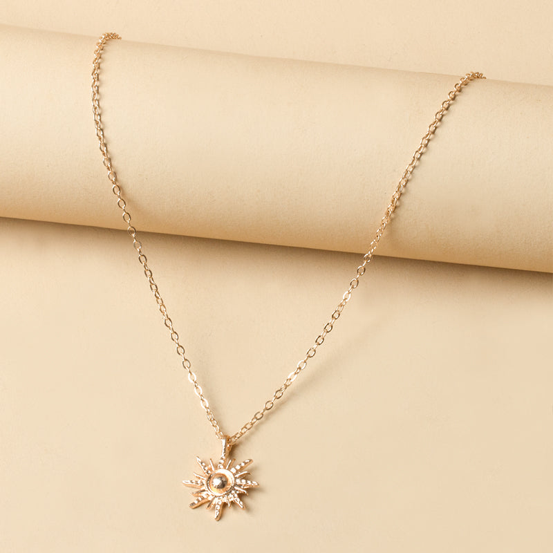 Gold Plated Sun Pendant Necklace for Women