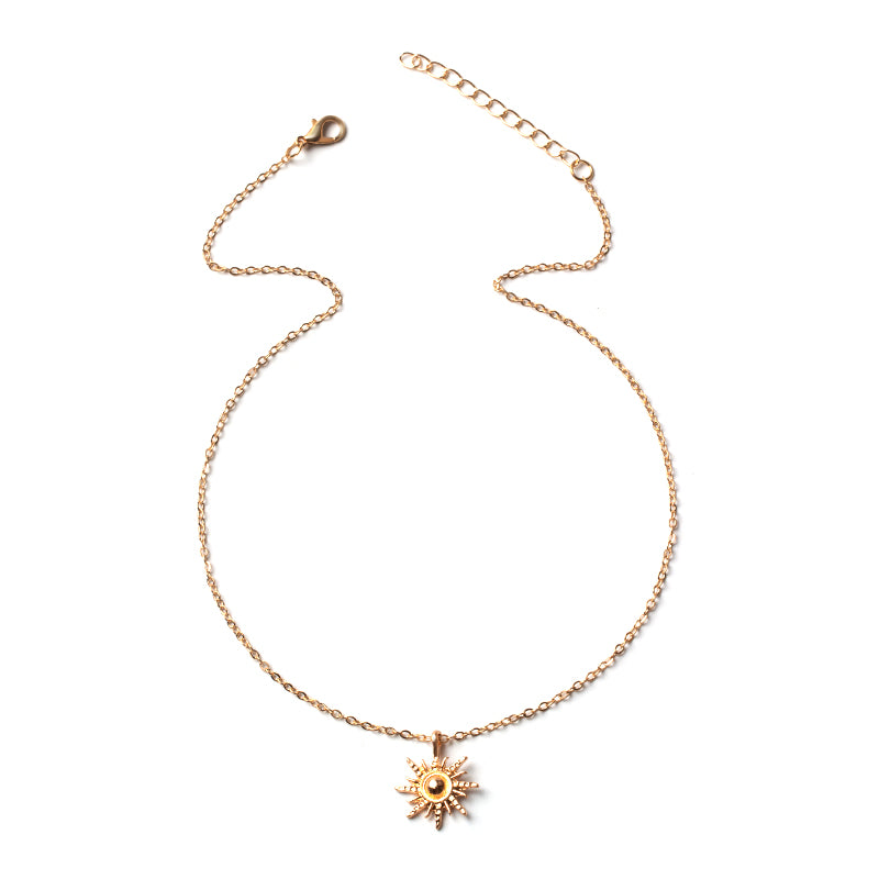 Gold Plated Sun Pendant Necklace for Women