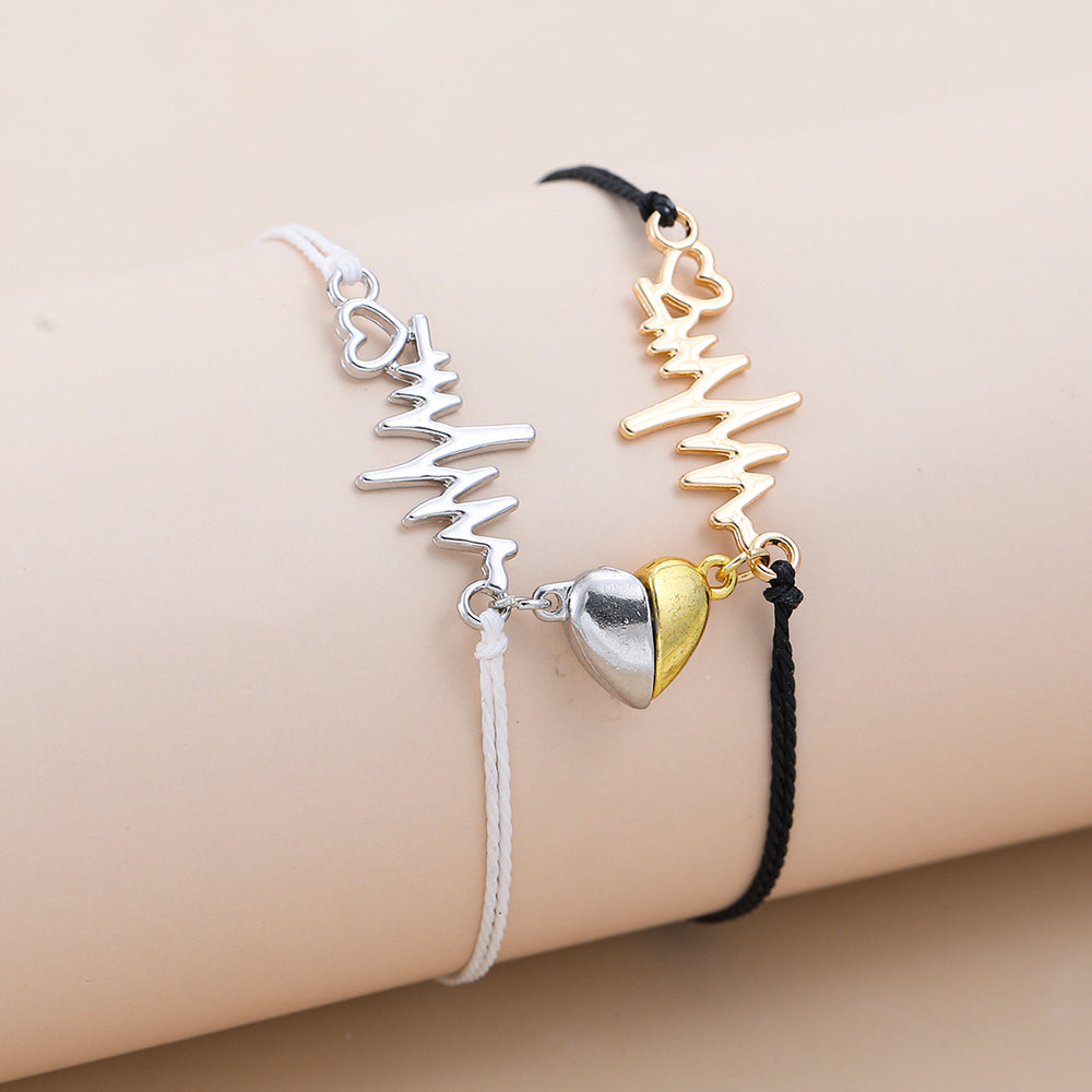 Fashion Creative Heartbeat Titanium Steel Couple Bracelet