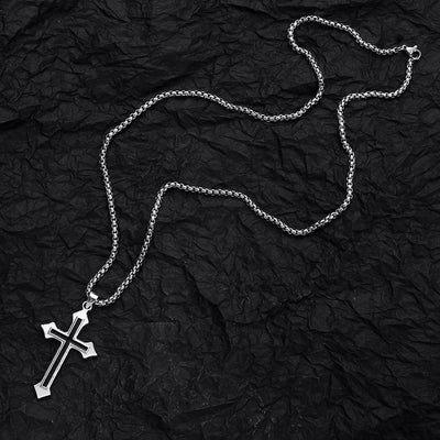 Stainless Steel Cross Pendant Necklace for Men and Women - Modern Couple Jewelry Accessory