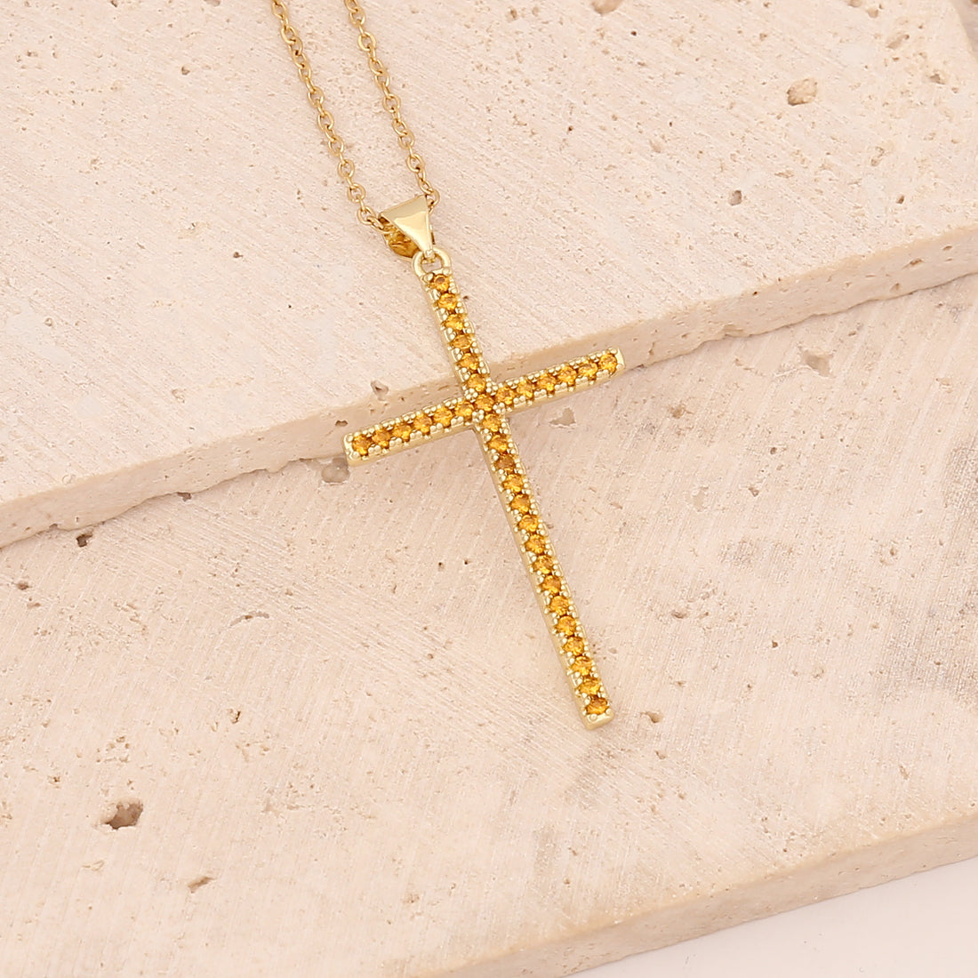 Trendy Cross Pendant Necklace with Colorful Zircon for Couples