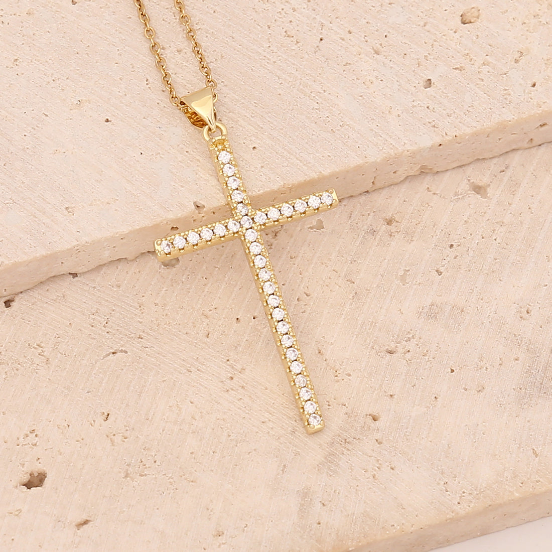 Trendy Cross Pendant Necklace with Colorful Zircon for Couples