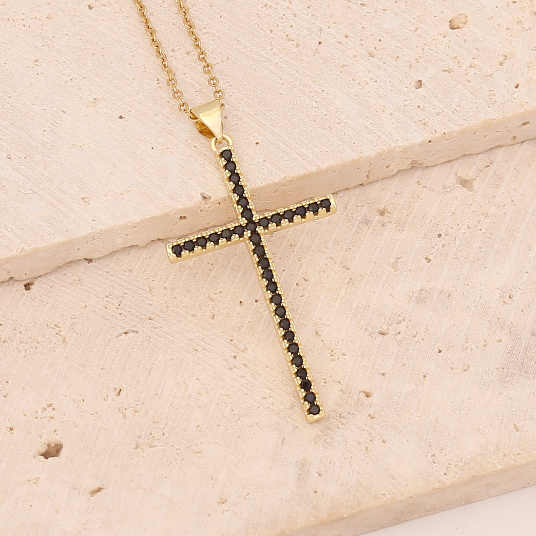 Trendy Cross Pendant Necklace with Colorful Zircon for Couples
