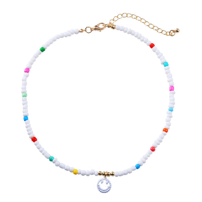 Fashion Colorful Smiley Face Pendant Resin Beaded Necklace