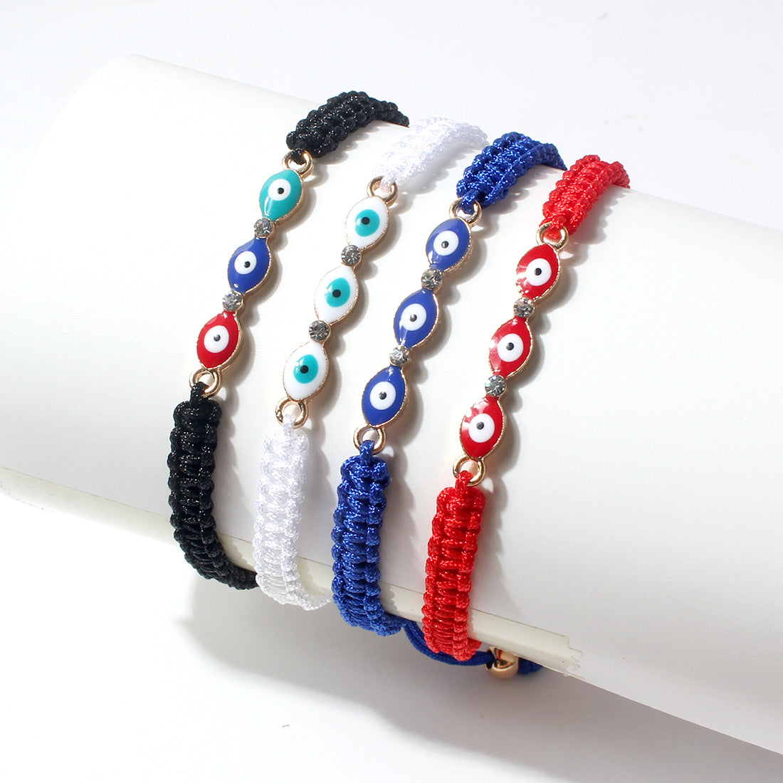 Fashion Evil Eye Heart Flower Woven Bracelet