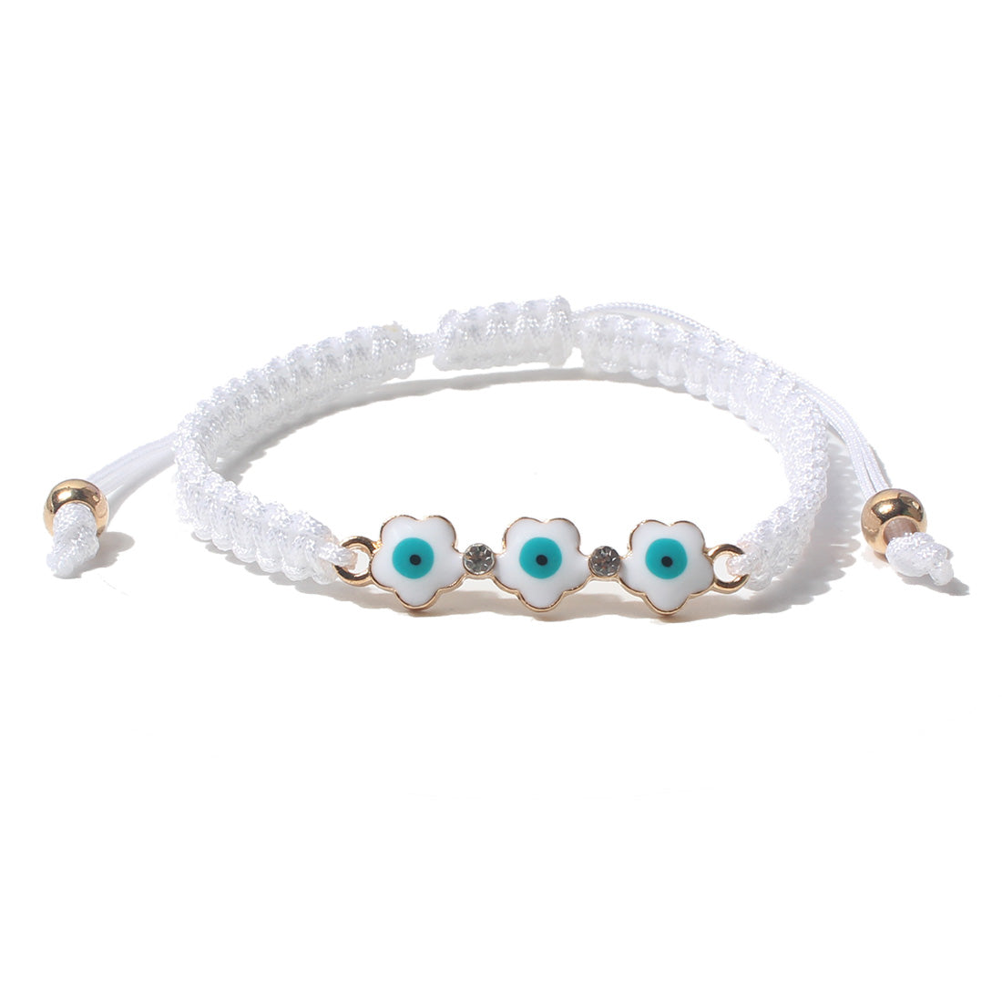Fashion Evil Eye Heart Flower Woven Bracelet