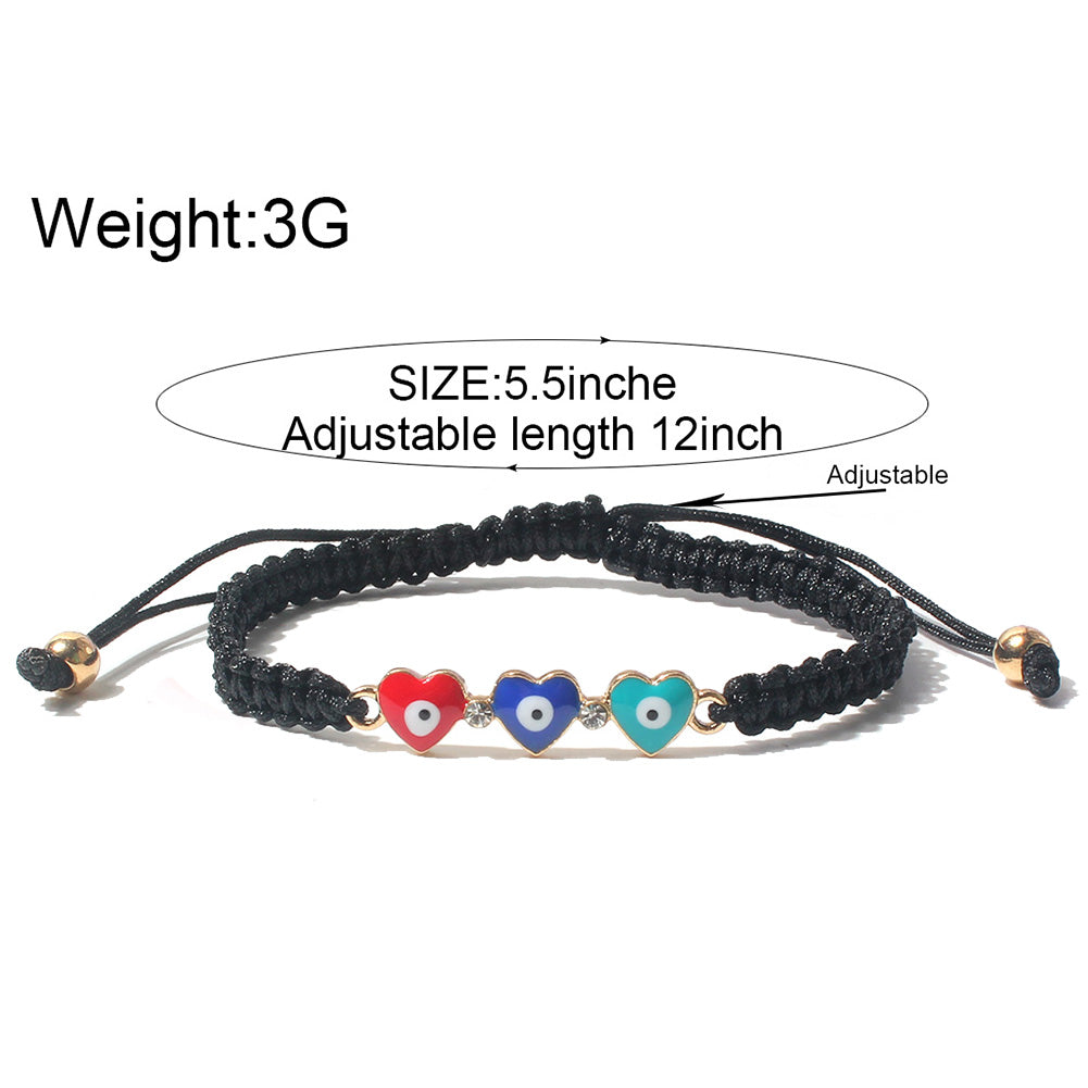 Fashion Evil Eye Heart Flower Woven Bracelet