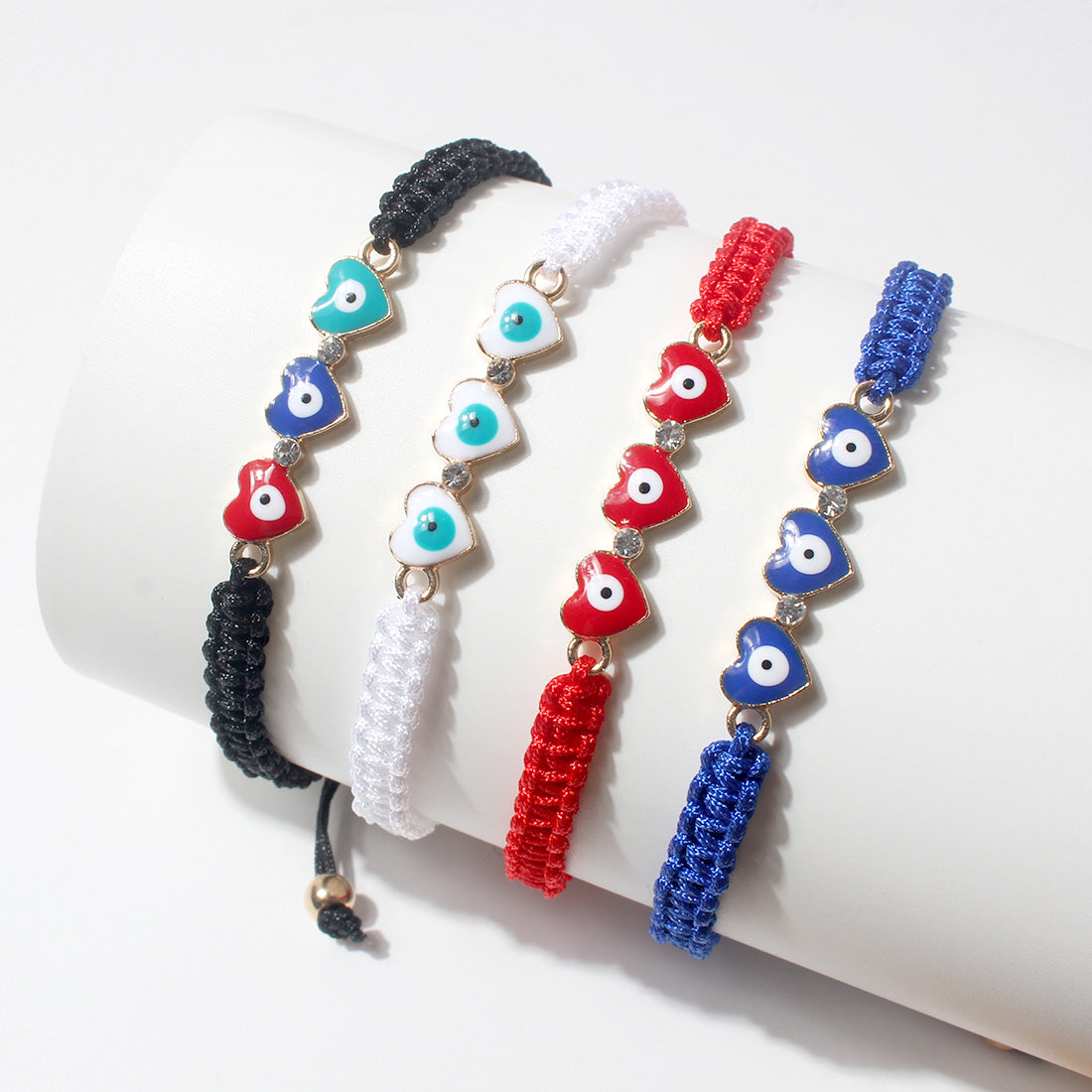 Fashion Evil Eye Heart Flower Woven Bracelet