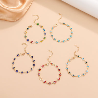 Fashion Evil Eye Enamel Copper Bracelet - Colorful Turkish Blue Eye Jewelry