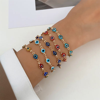 Fashion Evil Eye Enamel Copper Bracelet - Colorful Turkish Blue Eye Jewelry