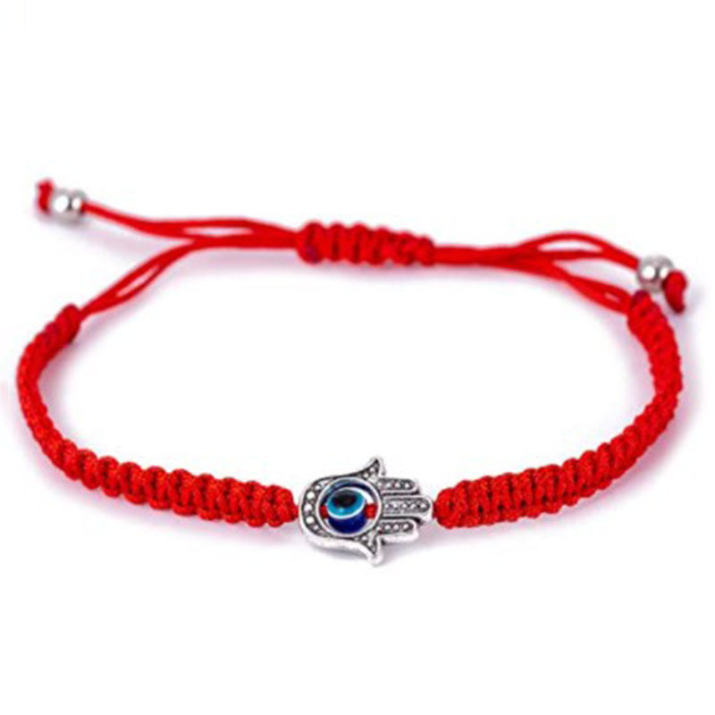 Fashion Evil Eye Palm Alloy Glass Rope Knitted Unisex Bracelet