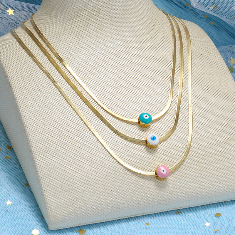 Fashion Devil's Eye Stainless Steel Blade Pendant Necklace