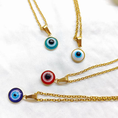 Fashion Devil's Eye Titanium Steel Enamel Pendant Necklace