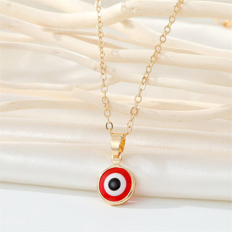 Fashion Devil's Eye Titanium Steel Enamel Pendant Necklace