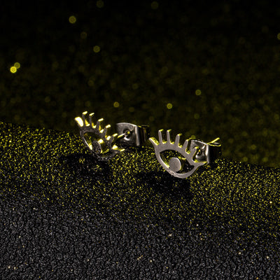 Fashion Devil's Eye Alloy Stud Earrings - Gold & Silver Tone