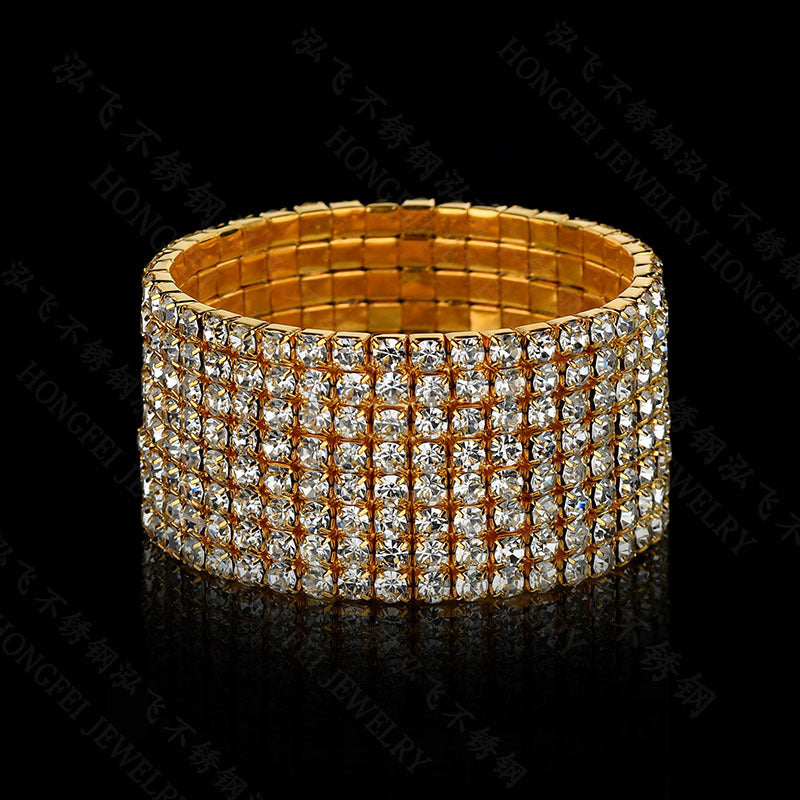 Fashion Multi-Row Rhinestone Elastic Bracelet