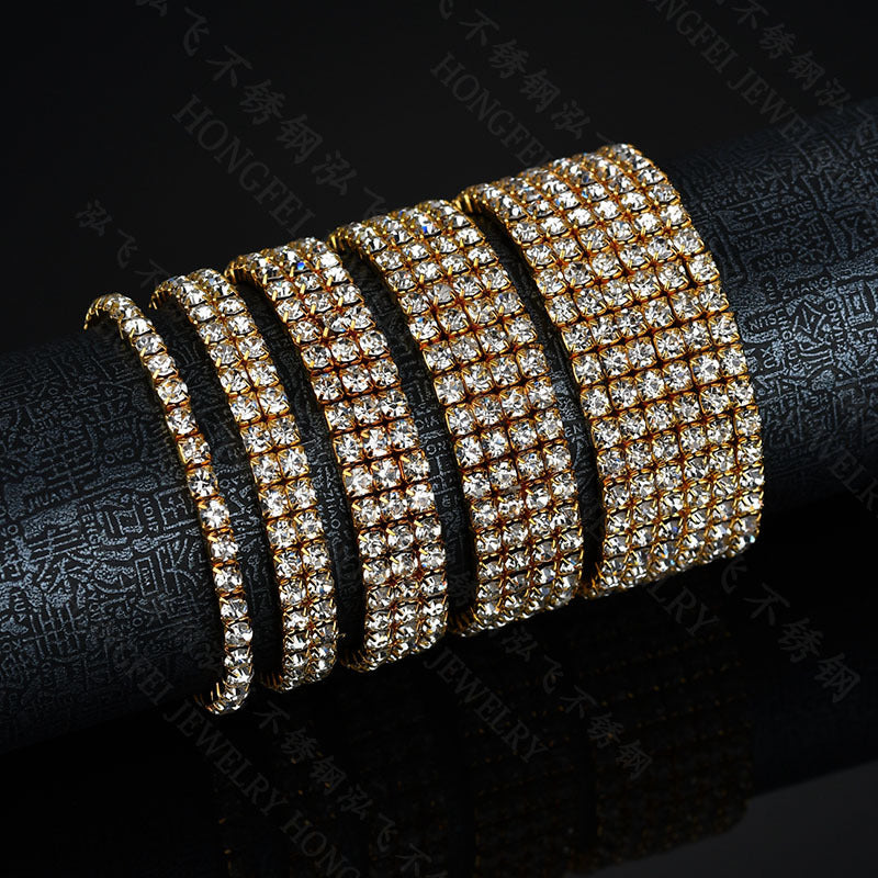 Fashion Multi-Row Rhinestone Elastic Bracelet