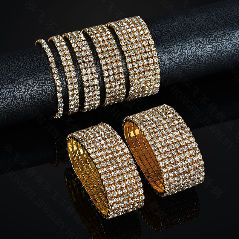 Fashion Multi-Row Rhinestone Elastic Bracelet