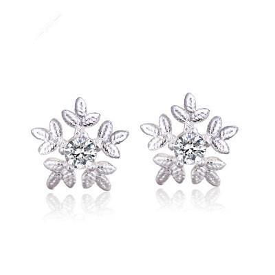 S925 Sterling Silver Snowflake Stud Earrings for Women
