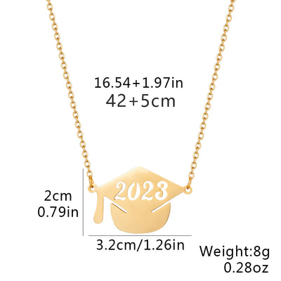 Graduation Cap Stainless Steel Pendant Necklace with Inspirational Card