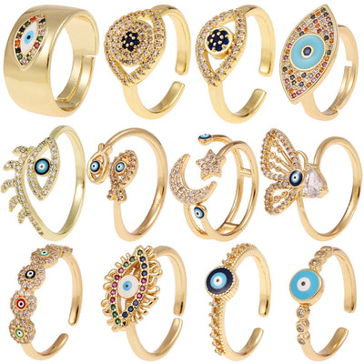 Fashion Enamel Evil Eye Retro Copper Tail Ring