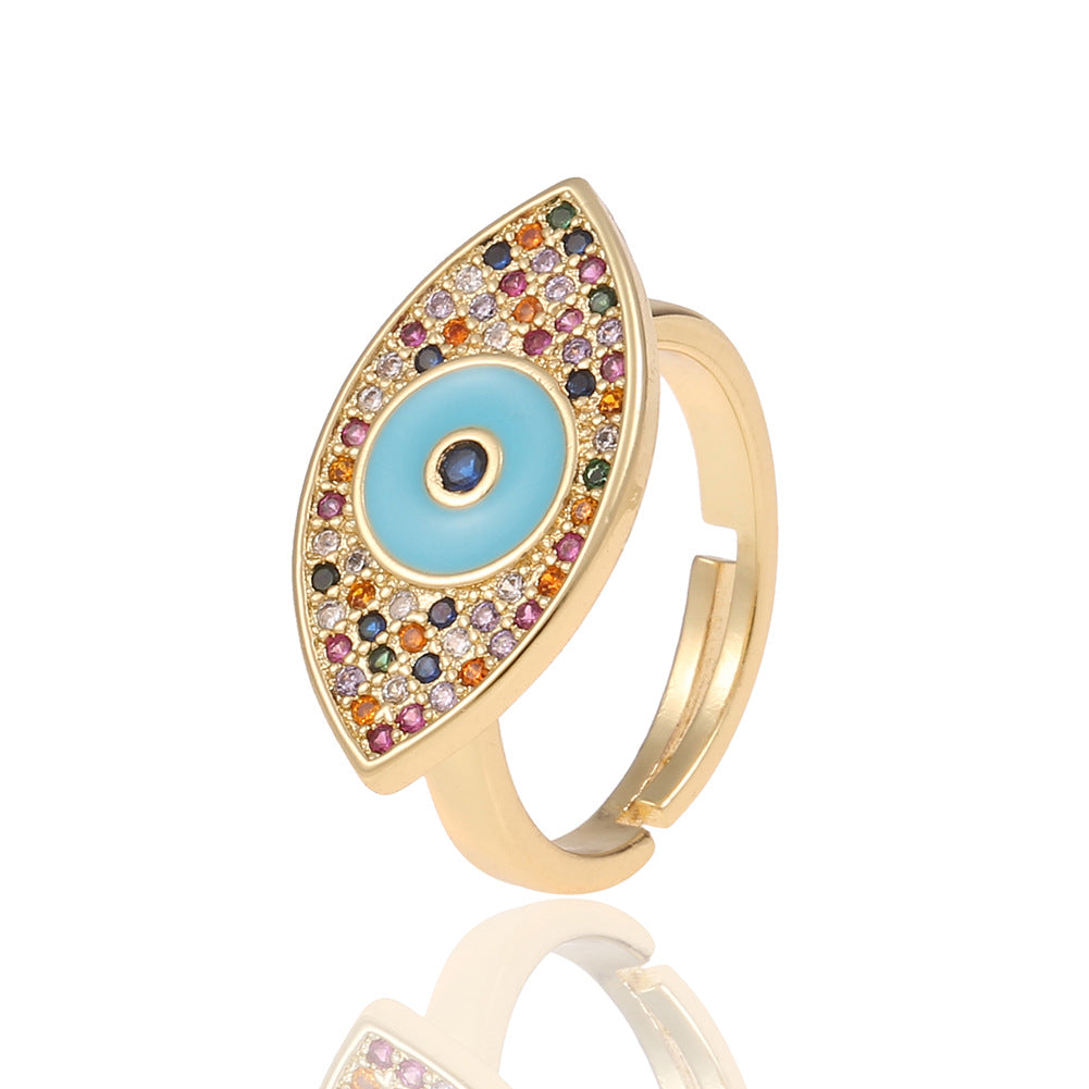 Fashion Enamel Evil Eye Retro Copper Tail Ring