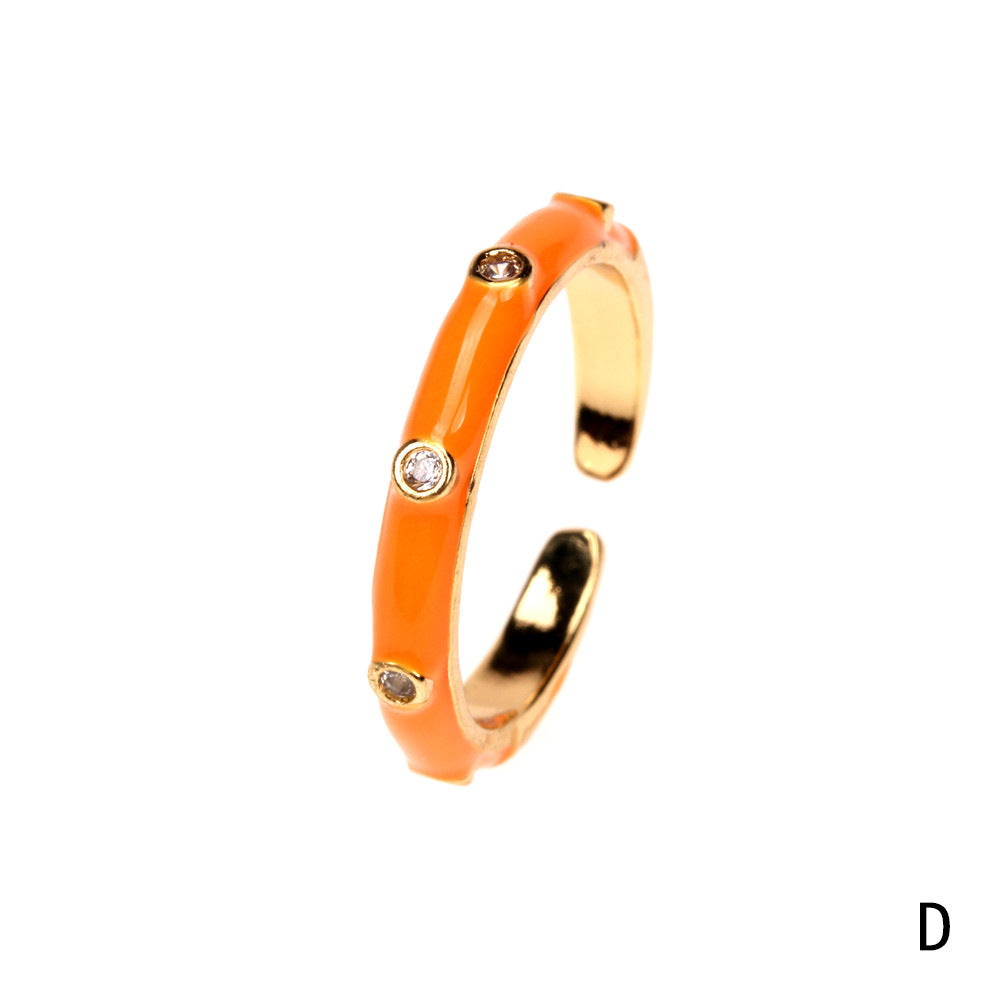Fashion Geometric Copper Zircon Open Ring for Women