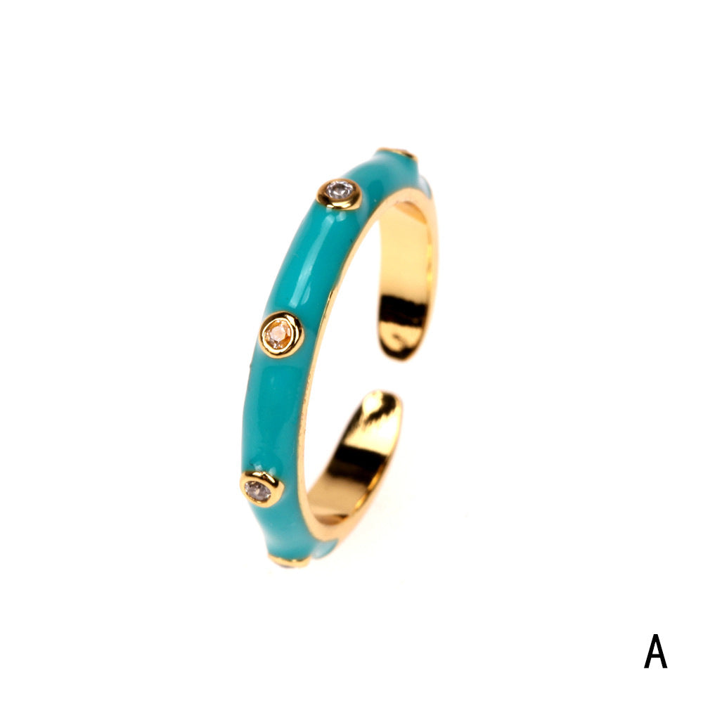 Fashion Geometric Copper Zircon Open Ring for Women