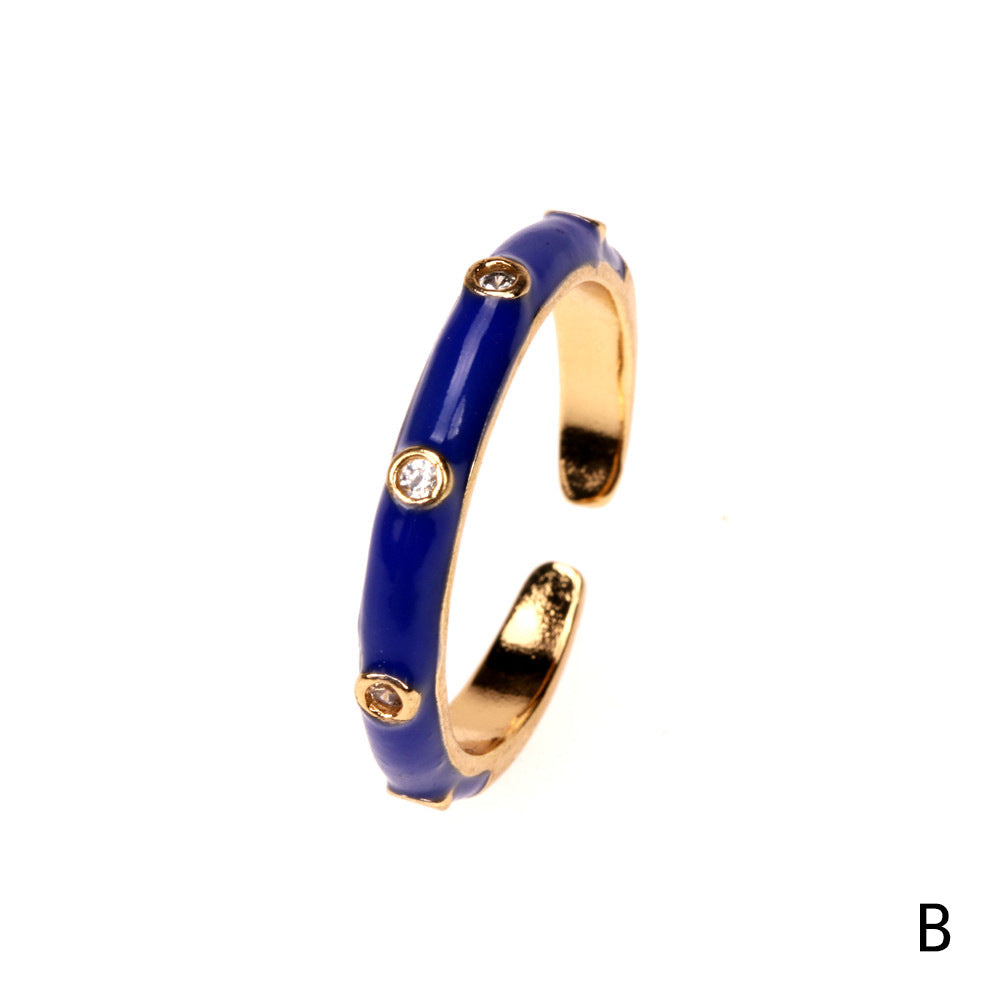 Fashion Geometric Copper Zircon Open Ring for Women