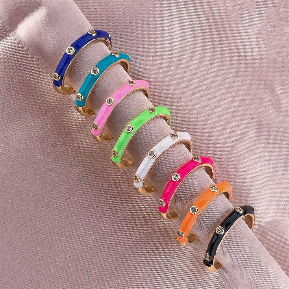 Fashion Geometric Copper Zircon Open Ring for Women