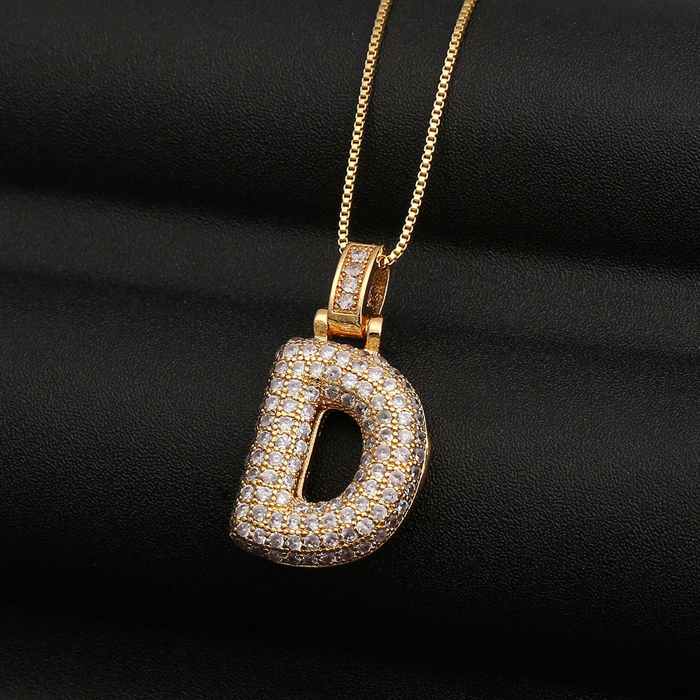 Fashion Hip Hop English Letter Zircon Pendant Necklace