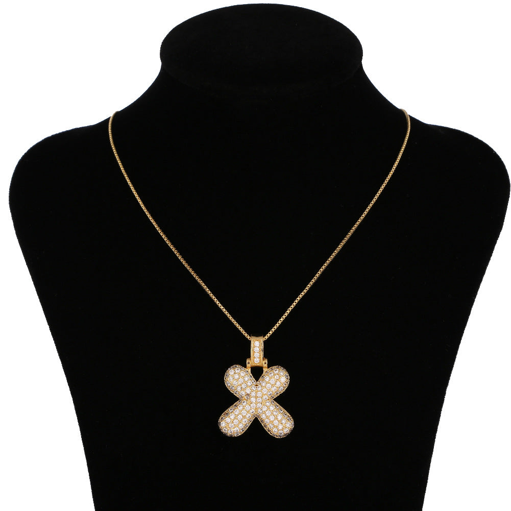 Fashion Hip Hop English Letter Zircon Pendant Necklace