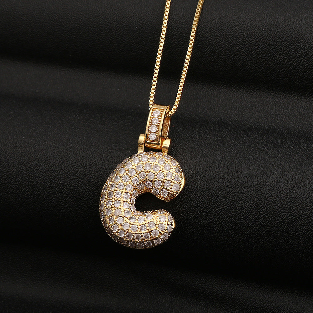 Fashion Hip Hop English Letter Zircon Pendant Necklace