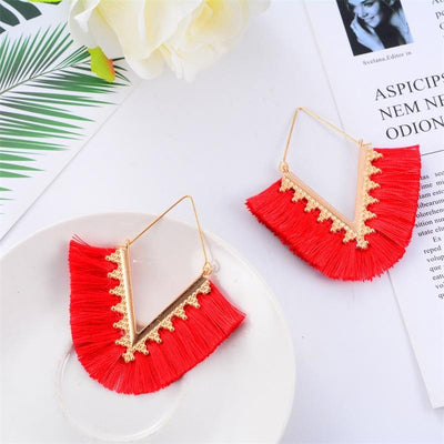 Geometric Tassel Triangle Earrings - Fashion Statement Jewelry