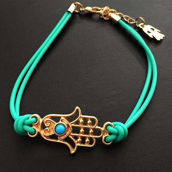 Fatima's Hand Braided Alloy Bracelet with Eye Design