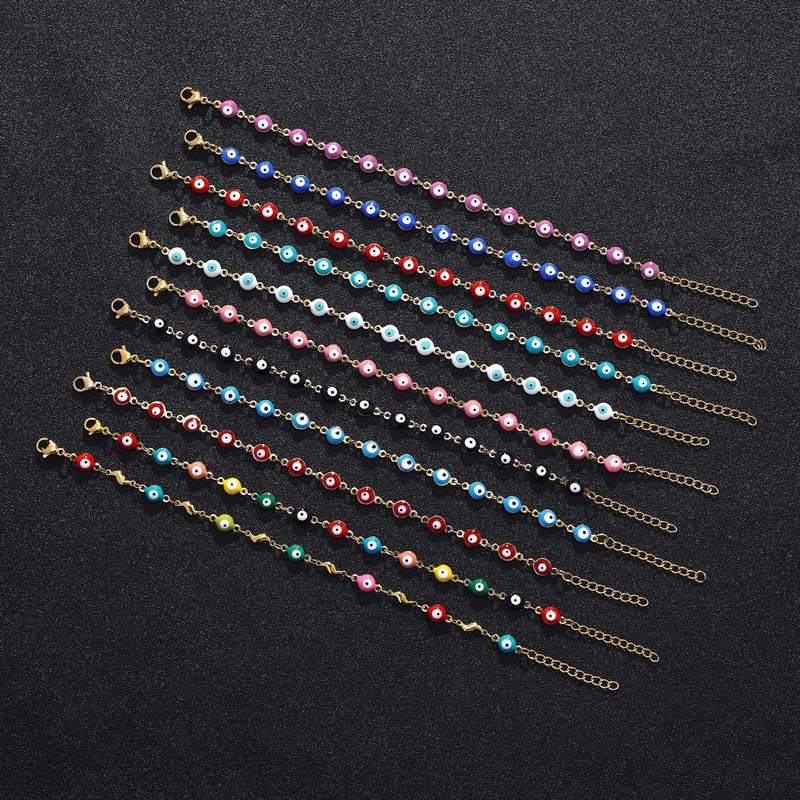 Fashion Eye Titanium Steel Enamel Beaded Bracelet for Women