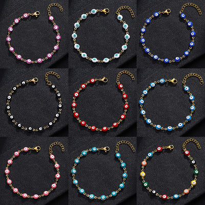 Fashion Eye Titanium Steel Enamel Beaded Bracelet for Women